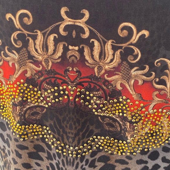 Verda Open Front Draped Cardigan Jeweled Animal Print Black Size EU46/US12 - Picture 4 of 6